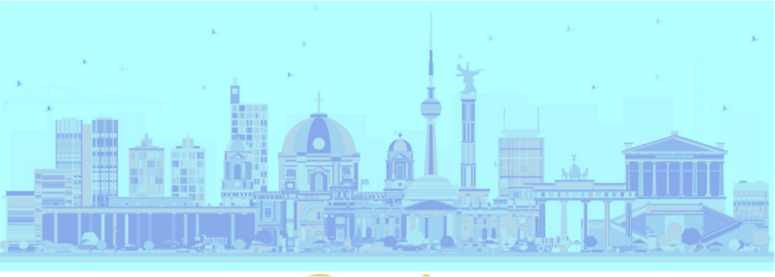 Stilisierte Skyline in Hellblau